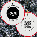 Simple Logo and Text QR Code Ceramic Tree Decoration<br><div class="desc">Simple minimalist logo and custom text with QR code to promote your business in the winter Holidays.  Replace the logo,  QR code and text with your own to customise,  and change the background and text colour to match your own branding.</div>