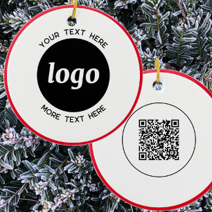 Simple Logo and Text QR Code Ceramic Tree Decoration