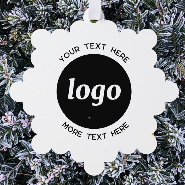 Simple Logo and Text QR Code Tree Decoration Card (Simple logo with custom text business branding promotional holiday paper ornament card)
