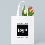 Simple Logo and Text Reusable Grocery Bag<br><div class="desc">Simple minimalist logo and custom to promote your business.  Replace the logo and text with your own to customise.</div>