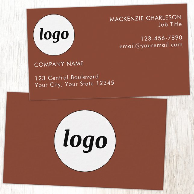 Simple Logo and Text Terracotta Business Card (Simple logo custom text terracotta modern business card)