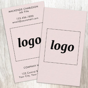 Simple Logo and Text Vertical Blush Pink Business Card