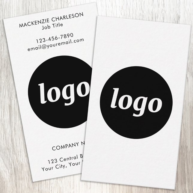 Simple Logo and Text Vertical Business Card (Simple logo with custom text business branding promotional business cards)
