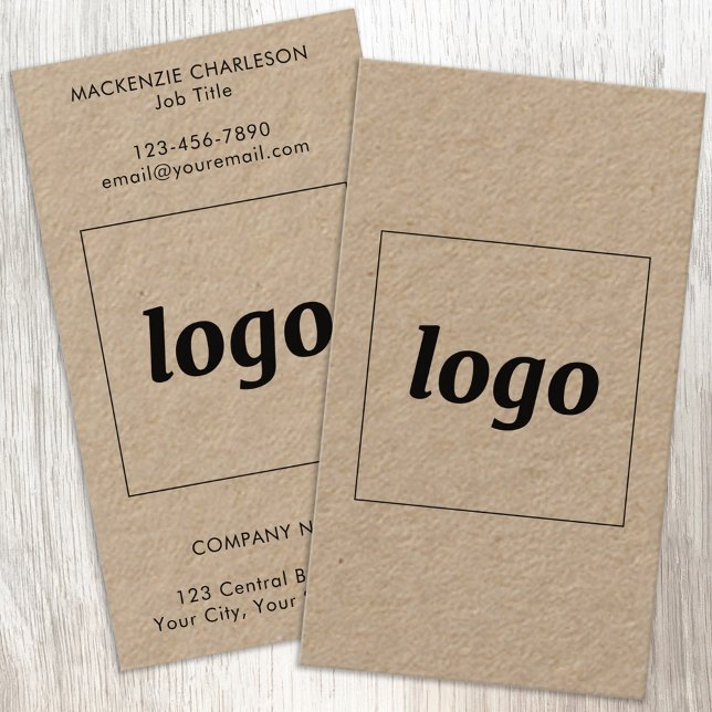 Simple Logo and Text Vertical Format Business Card (Simple logo with custom text business branding promotional business cards)