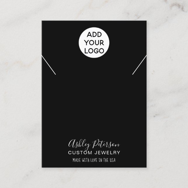 Simple logo black white  jewellery necklace displa business card (Front)
