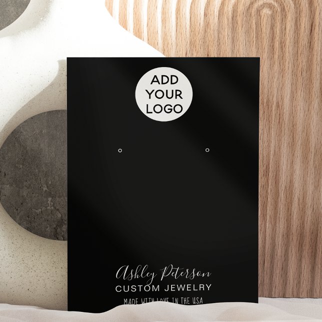 Simple logo black white  jewelry earring display business card (Creator Uploaded)