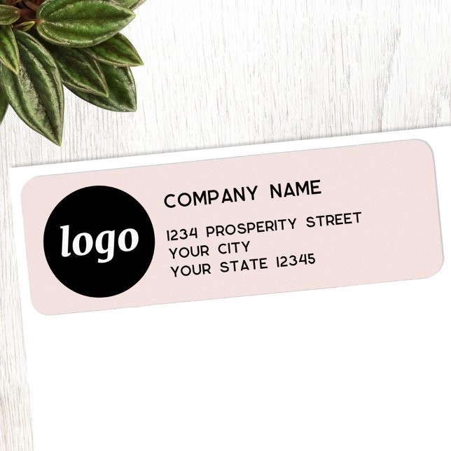Simple Logo Blush Pink Company Return Address (Logo blush pink promotional business return address label)