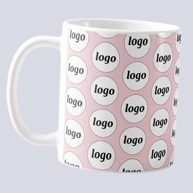 Simple Logo Business Branding Pattern Blush Pink Coffee Mug (Simple logo pattern business branding promotional coffee mug)