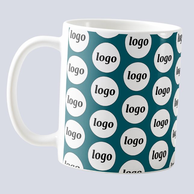 Simple Logo Business Branding Pattern Teal Green Coffee Mug (Simple logo pattern business branding promotional coffee mug)