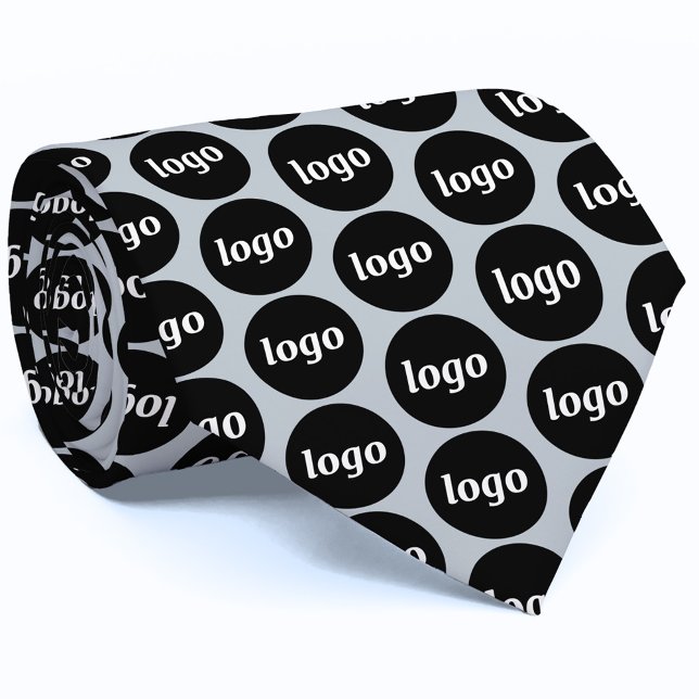 Simple Logo Business Neck Tie (Powder blue logo pattern promotional business branding neck tie)
