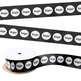 Simple Logo Business Packaging Black Satin Ribbon