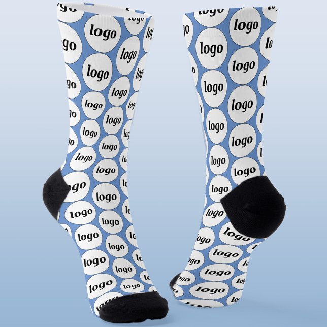 Simple Logo Business Pattern Blue Socks (Simple logo pattern business promotional branding socks)