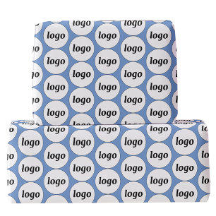 Simple Logo Business Pattern Blue Wrapping Paper