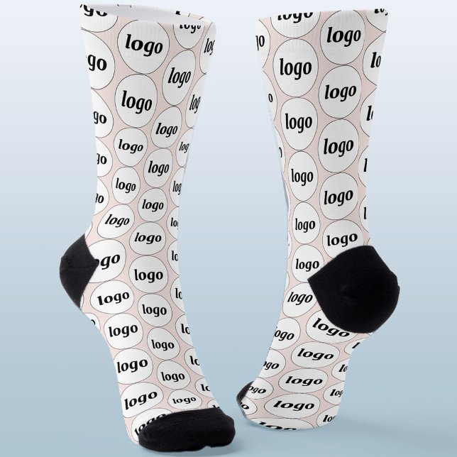 Simple Logo Business Pattern Blush Pink Socks (Simple logo pattern business promotional branding socks)