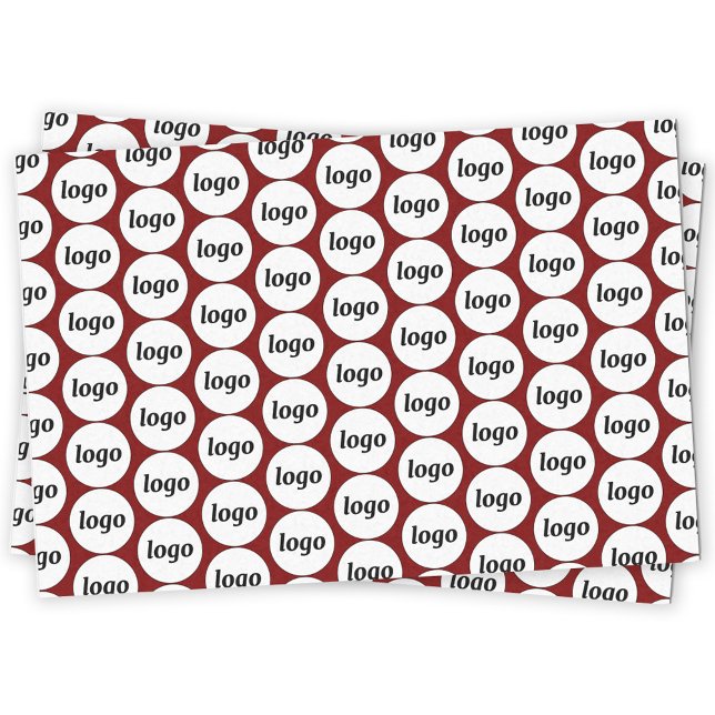 Simple Logo Business Pattern Burgundy Red Tissue Paper (Simple logo pattern business branding promotional dark red burgundy tissue paper)