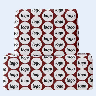 Simple Logo Business Pattern Dark Red Burgundy Wrapping Paper