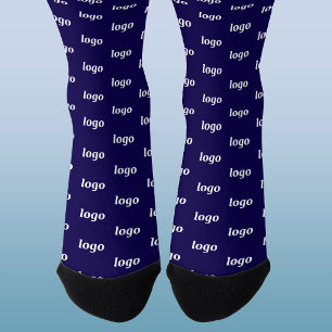 Simple Logo Business Pattern Navy Blue Promotional Socks
