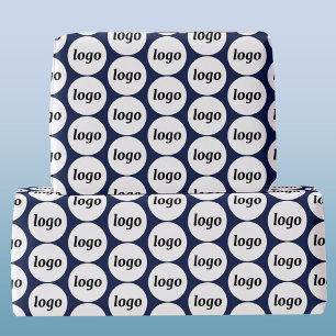 Simple Logo Business Pattern Navy Blue Wrapping Paper
