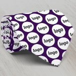 Simple Logo Business Pattern Plum Purple Tie<br><div class="desc">Simple logo pattern design to foster brand loyalty and promote your small business.  Ideal as a uniform and for a trade show or corporate event. Replace the logo with your own and change the dark plum purple background colour in the Design Tool to customise.</div>