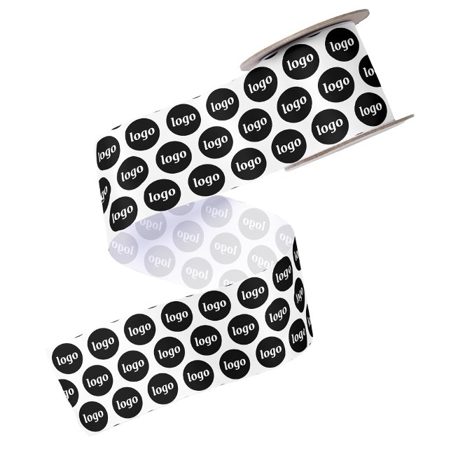 Simple Logo Business Pattern Satin Ribbon (Simple logo pattern business branding promotional ribbon)