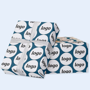 Simple Logo Business Pattern Teal Green Wrapping Paper