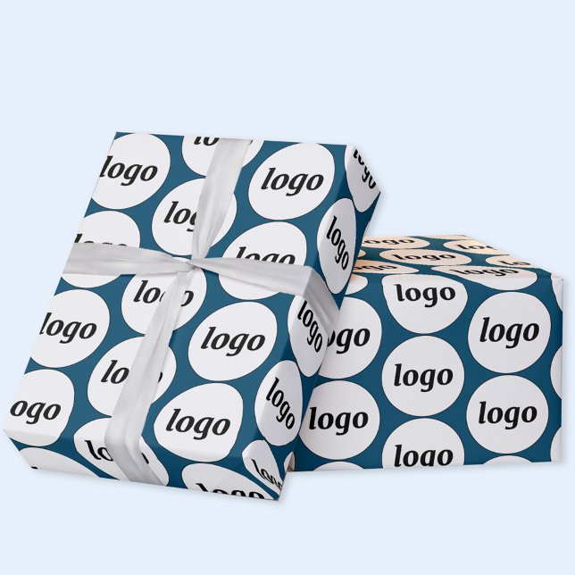 Simple Logo Business Pattern Teal Green Wrapping Paper (Simple logo pattern business branding promotional wrapping paper)