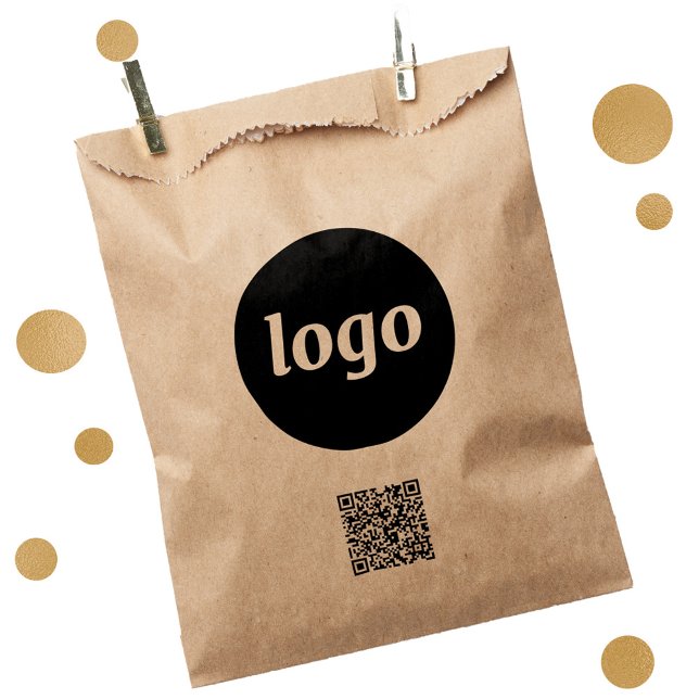 Simple Logo Business Promotional QR Code Paper Bag (Simple logo with QR code business branding promotional packaging paper bag)