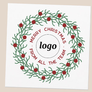 Simple Logo Business Promotional Wreath Holiday Card