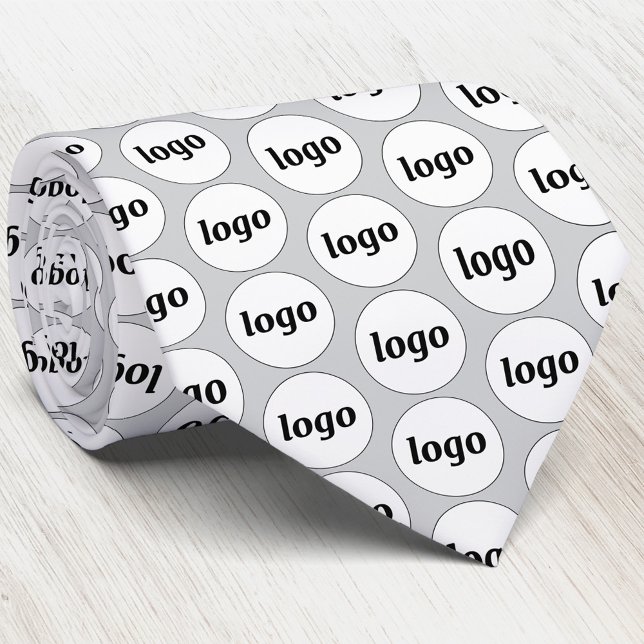 Simple Logo Business Silver Grey Neck Tie (Simple logo pattern business branding promotional neck tie)