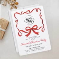 Simple Logo Christmas Red Ribbon Bow Calligraphy