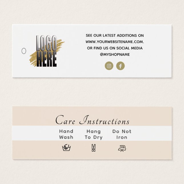 Simple Logo Clothing Washing Laundry Care tag (Front & Back)
