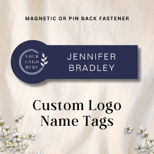 Simple Logo Custom Name Dark Blue Corporate Name Tag