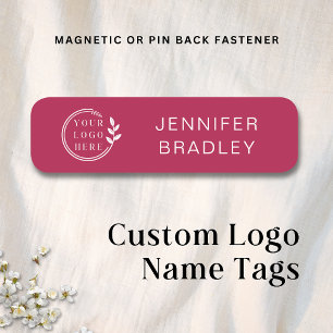 Simple Logo Custom Name Rose Red Corporate Name Tag