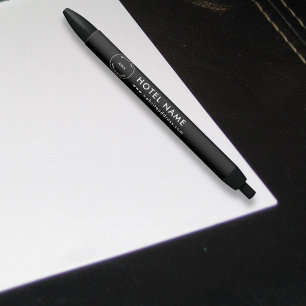 Simple Logo Hotel Website Address Name Black Ink Pen
