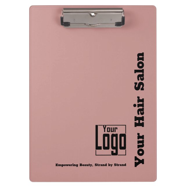 Simple Logo Motto Black Pink Hair Salon Clipboard (Front)