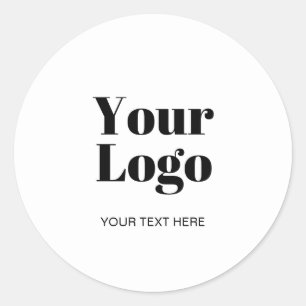 Simple Logo or Image Upload Template & Custom Text Classic Round Sticker