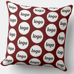 Simple Logo Pattern Burgundy Cushion