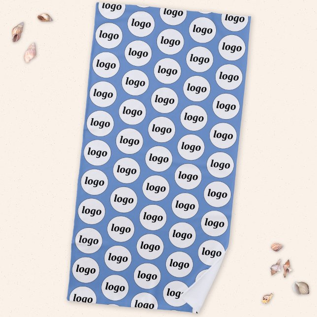 Simple Logo Pattern Business Promotional Blue Beach Towel (Logo pattern business promotional branding blue beach towel)