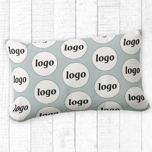 Simple Logo Pattern Business Promotional Blue Lumbar Cushion