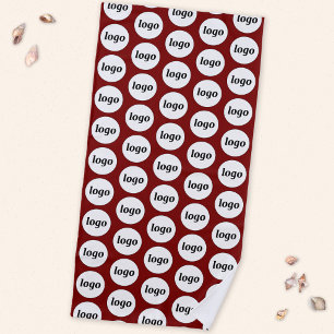 Simple Logo Pattern Business Promotional Burgundy Beach Towel