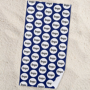 Simple Logo Pattern Business Promotional Navy Blue Beach Towel