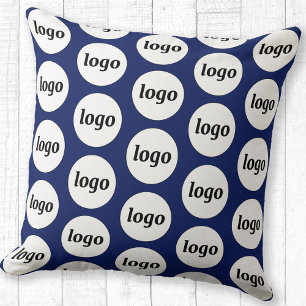 Simple Logo Pattern Business Promotional Navy Blue Cushion