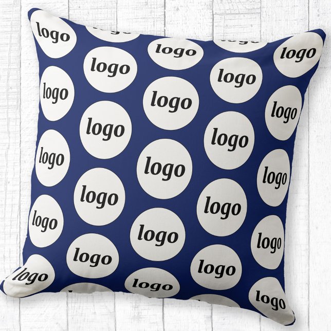 Simple Logo Pattern Business Promotional Navy Blue Cushion (Logo pattern business branding promotional navy blue throw pillow)