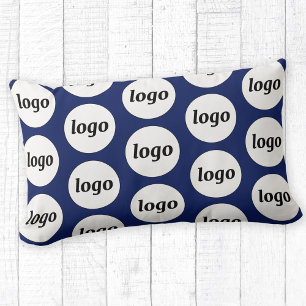 Simple Logo Pattern Business Promotional Navy Blue Lumbar Cushion