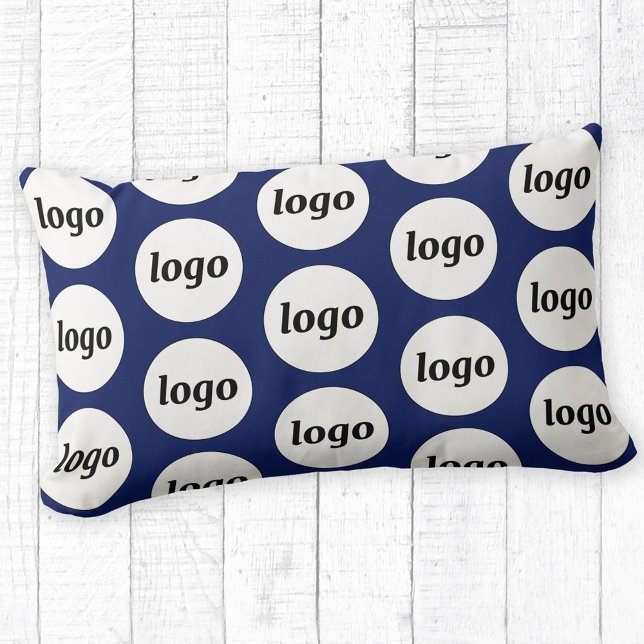 Simple Logo Pattern Business Promotional Navy Blue Lumbar Cushion (Logo pattern business branding promotional navy blue lumbar pillow)