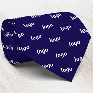 Simple Logo Pattern Navy Blue Business Tie