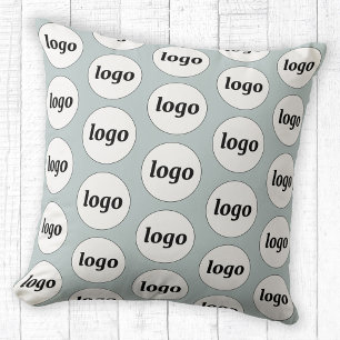 Simple Logo Pattern Powder Blue Cushion