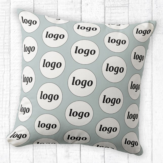 Simple Logo Pattern Powder Blue Cushion (Simple logo pattern business promotional branding pillow)
