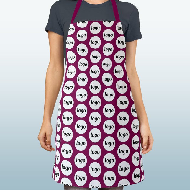 Simple Logo Pattern Promotional Magenta Pink Apron (Simple logo pattern business branding promotional dark magenta pink burgundy apron)