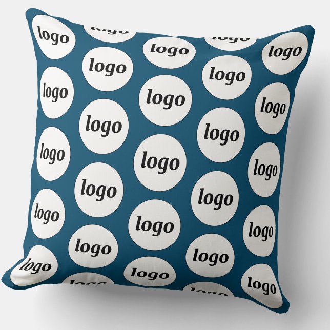 Simple Logo Pattern Teal Green Cushion (Simple logo pattern business branding promotional teal green throw pillow)